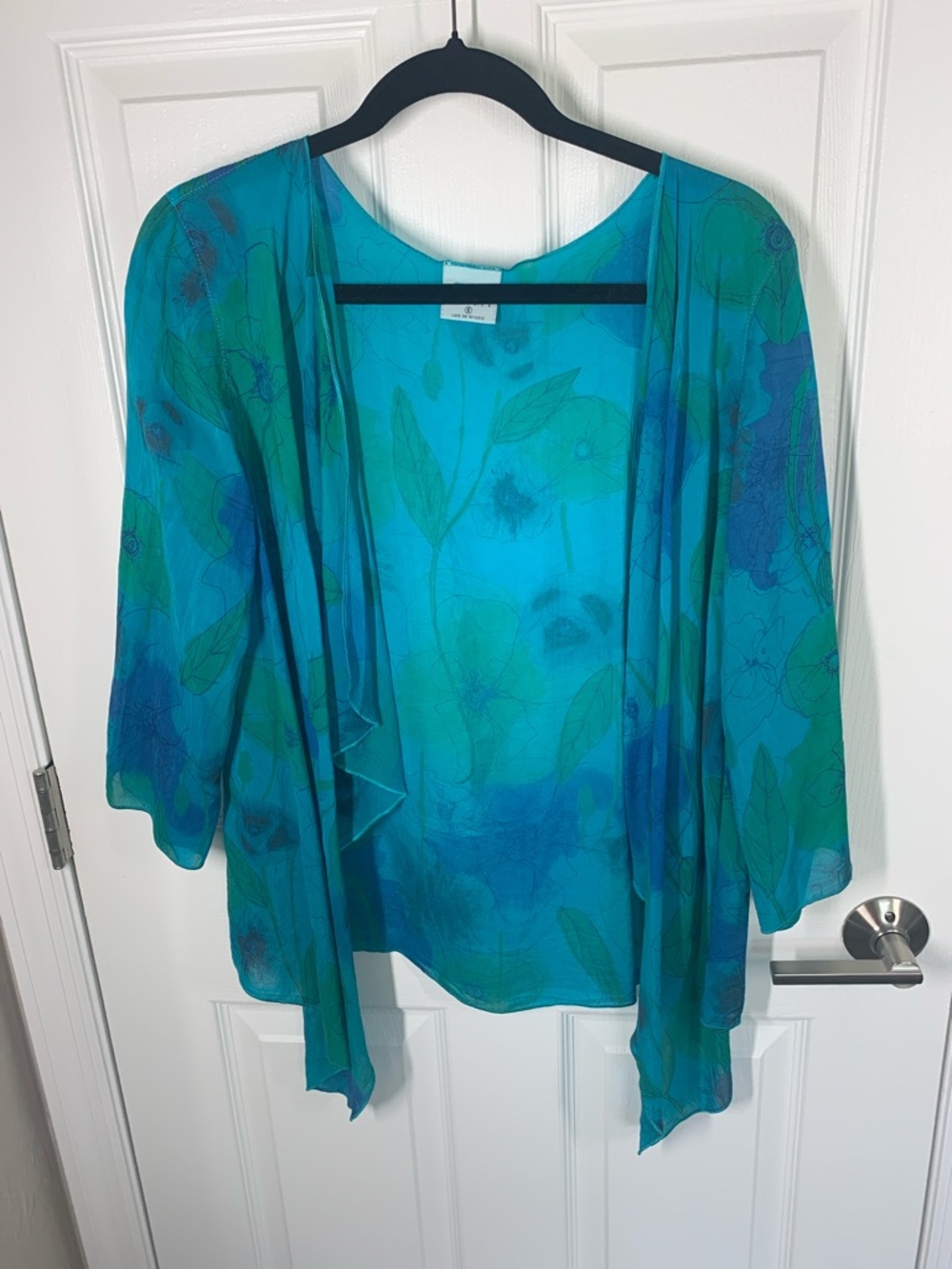 Click by Color Me Cotton vegan silk kimono shrug jacket size small